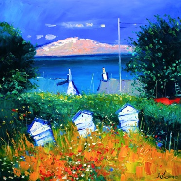 Beehives and wild flowers Iona 24x24 Beehives and wild flowers Iona 24x24